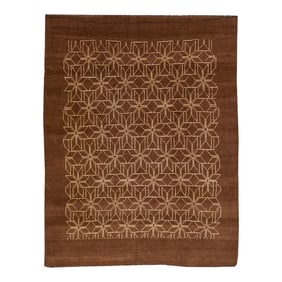 Modern Moroccan Style Handmade Geometric Brown Wool Rug
