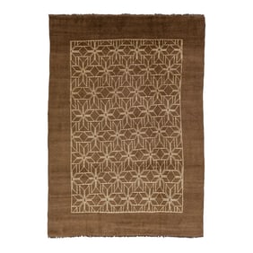Modern Moroccan Style Handmade Brown Designed Wool Rug