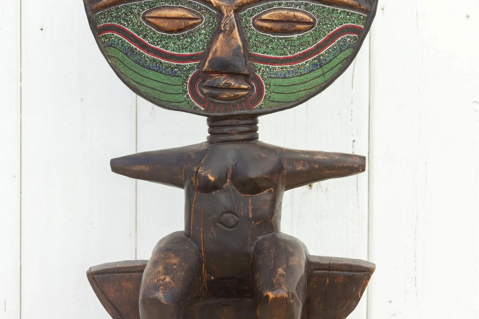 Vintage Tall African Beaded Statue - 4