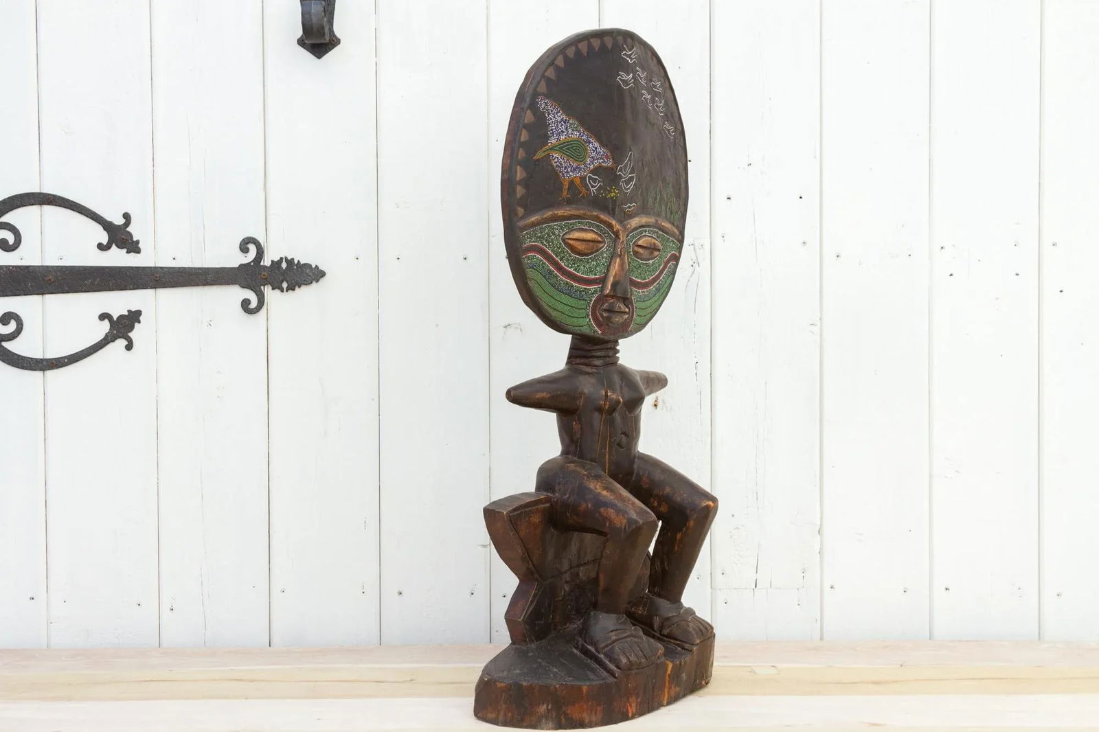 Vintage Tall African Beaded Statue - 9