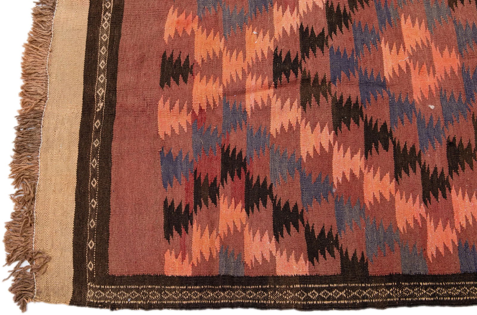 Mid-20th Century Turkish Kilim Peach Handmade Tribal Wool Rug - 4
