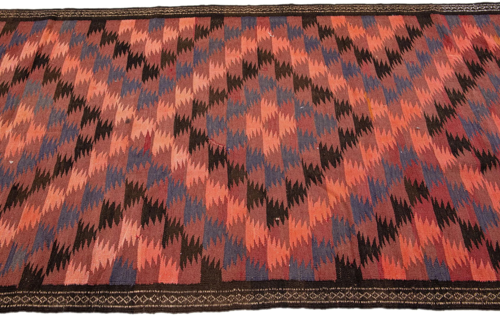 Mid-20th Century Turkish Kilim Peach Handmade Tribal Wool Rug - 5