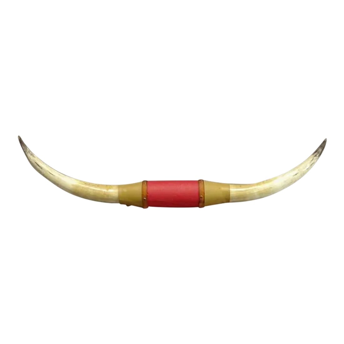 1980s Large Mounted Steer Horns With Red Leather: Perfect for your long white Cadillac convertible or above a pair of French doors. If you want an accent piece with a lot of impact this is it Condition: Alterations: Original Condition Unaltered Imper