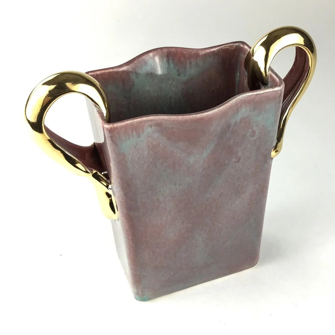 Art Deco Gold Plated Ceramic Vase - 12