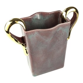 Art Deco Gold Plated Ceramic Vase