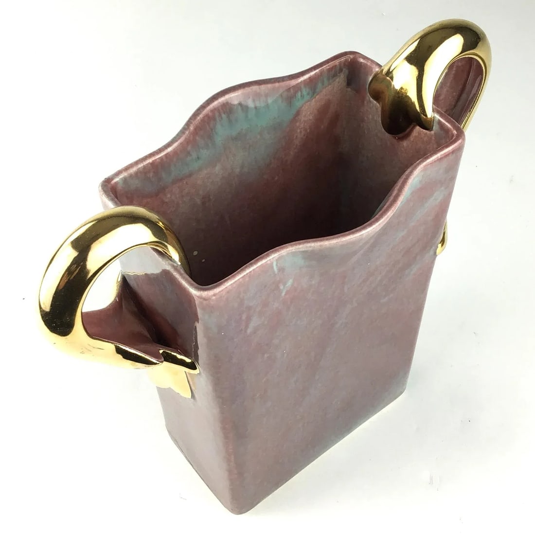 Art Deco Gold Plated Ceramic Vase - 5