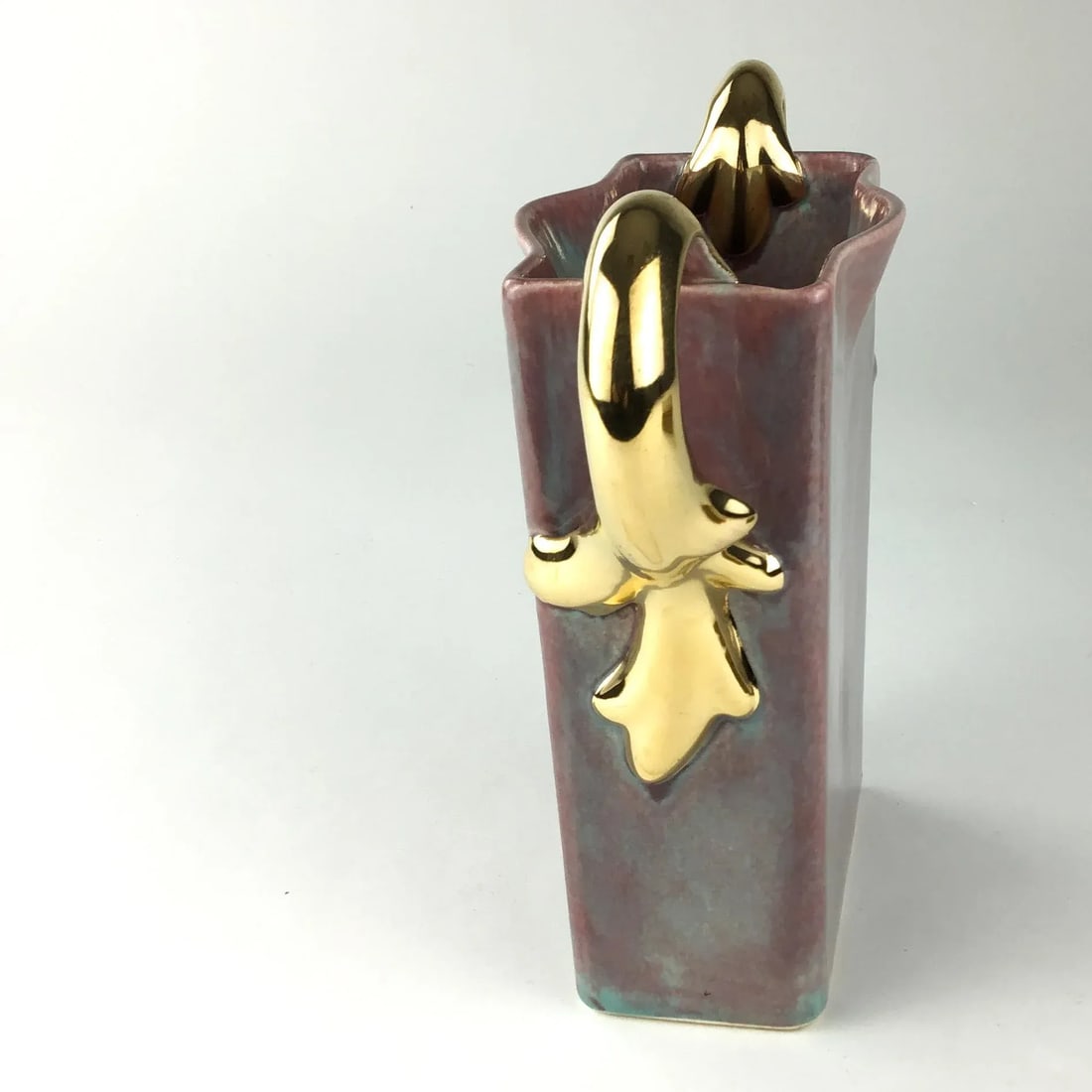 Art Deco Gold Plated Ceramic Vase - 6