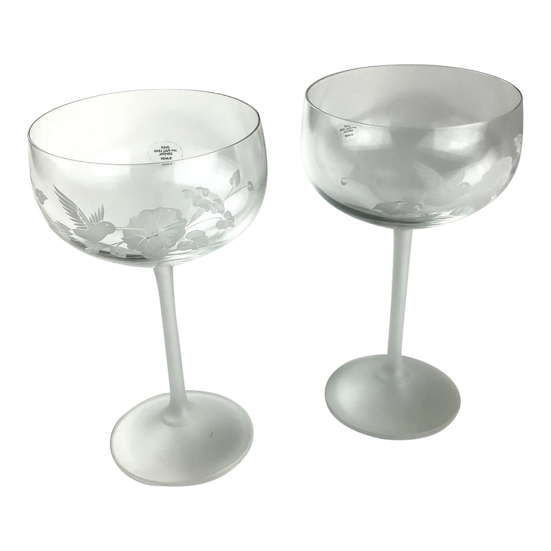 Vintage Full Lead Crystal Champagne Glasses Hummingbird Motif (1 of 13)