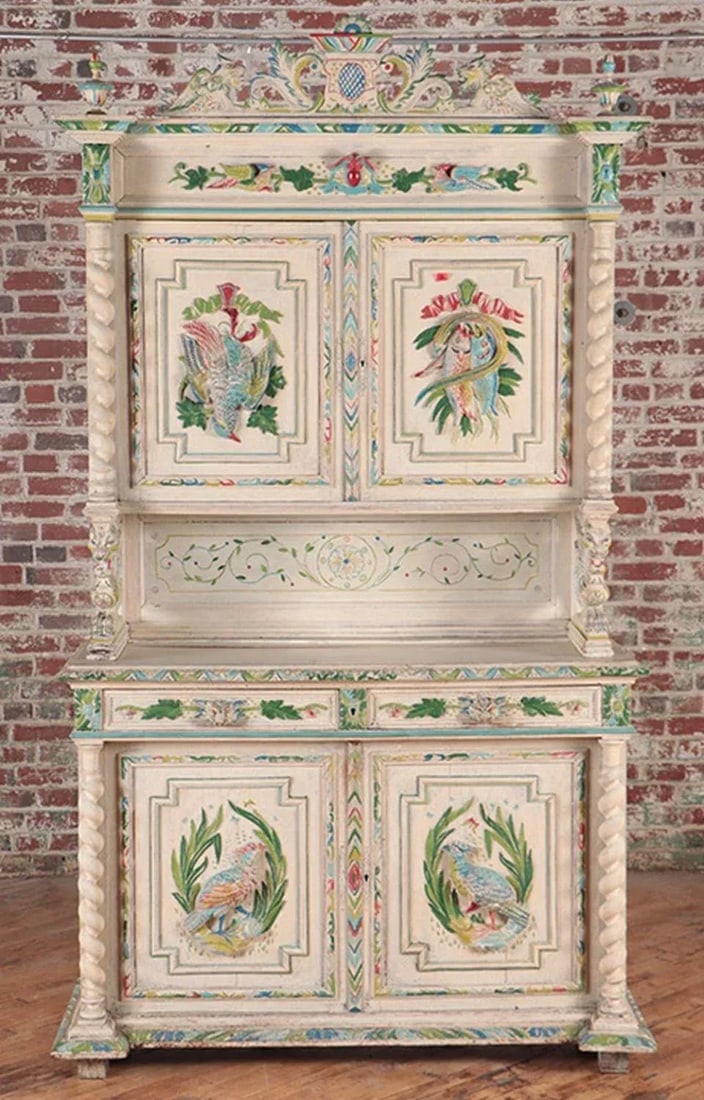 19th Century French Trophy Side Board Hunt Cabinet That's Been Painted Proven?ÃƒÂ - 11