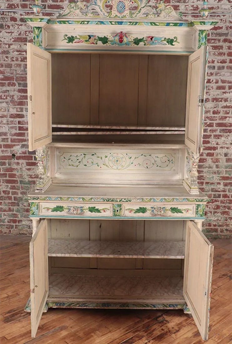 19th Century French Trophy Side Board Hunt Cabinet That's Been Painted Proven?ÃƒÂ - 9
