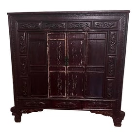 Arhaus Early 20th Century Chinese Oversized Armoire Wedding Chest
