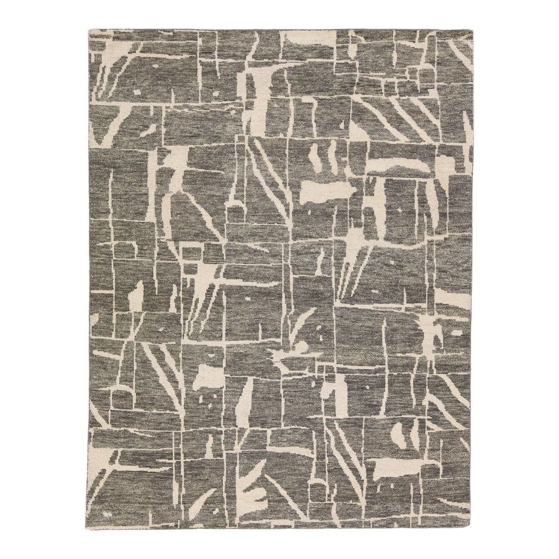 Contemporary Texture Handmade Pewter Green Designed Wool Rug (1 of 8)