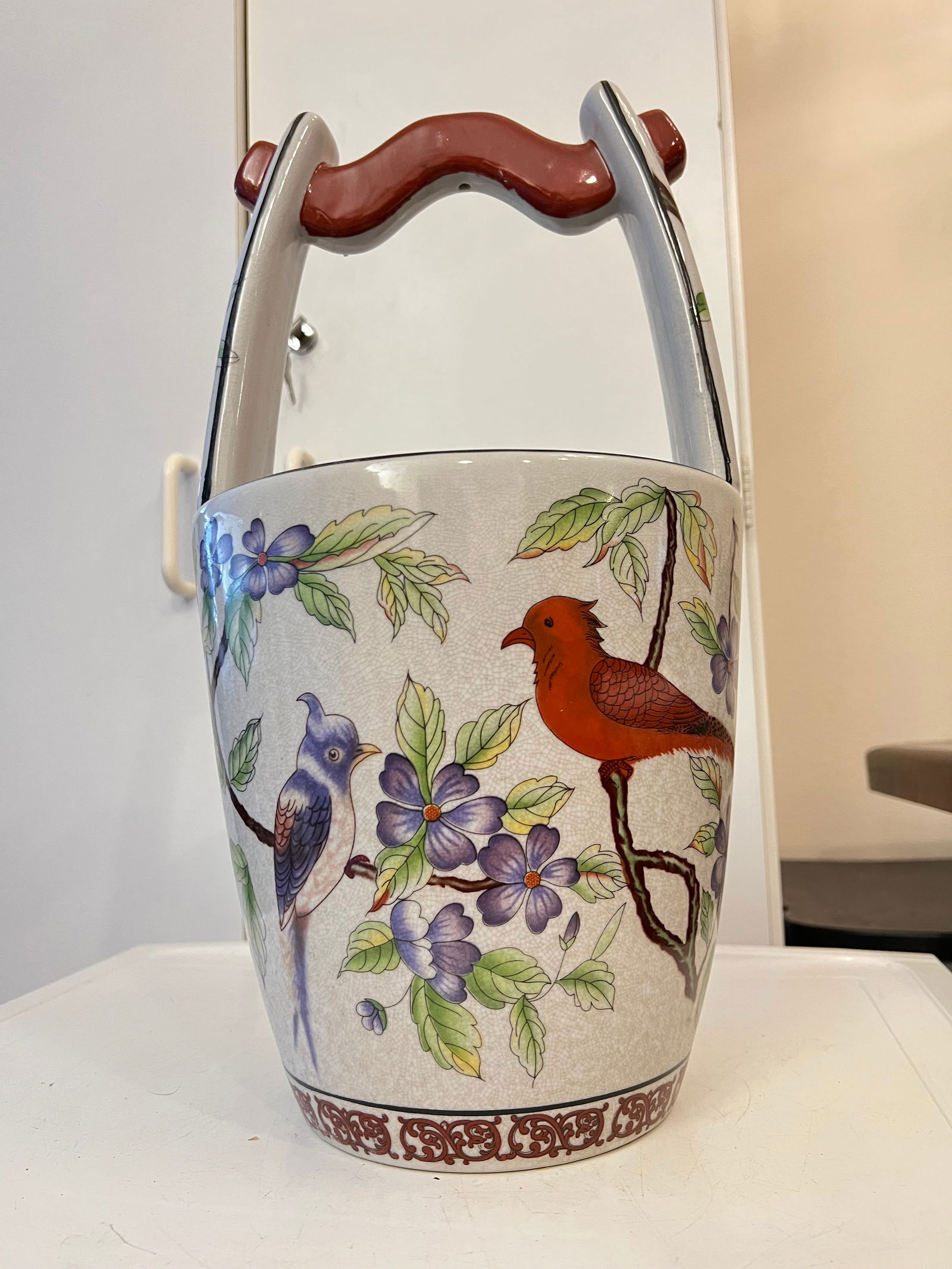 20th Century Asian Ceramic Water Well Bucket Vase/Planter - 12