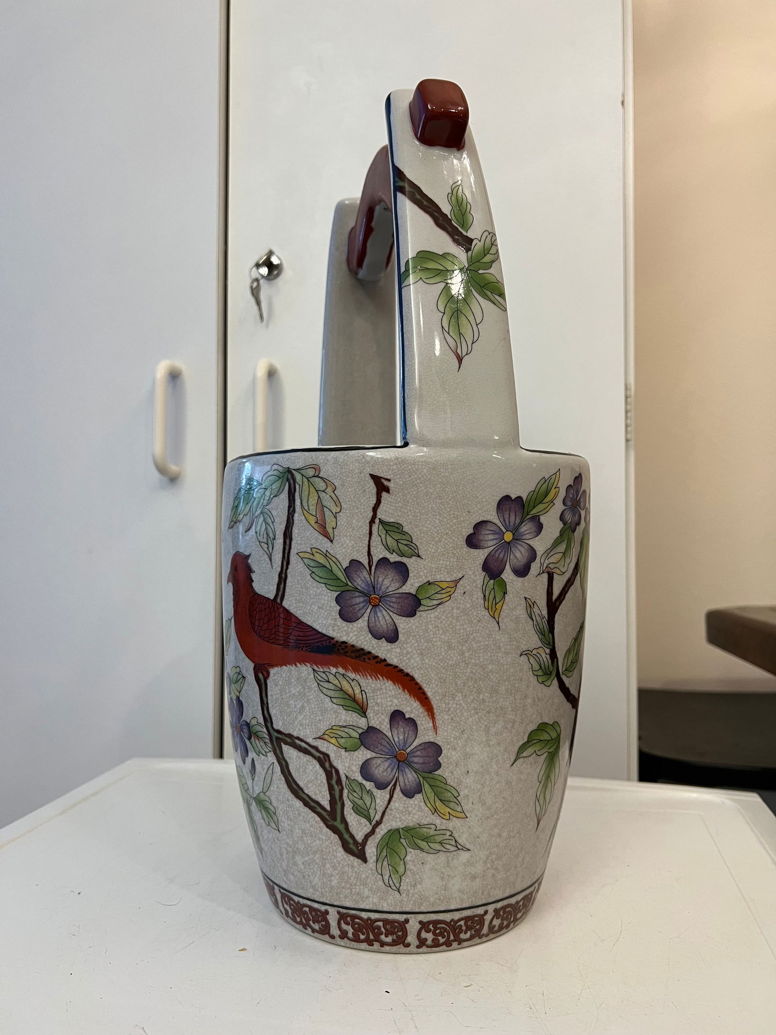 20th Century Asian Ceramic Water Well Bucket Vase/Planter - 5