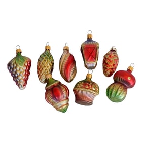 Vintage Glass Ornaments, Set of 8