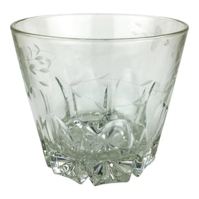 Mid Century Etched Heavy Glass Ice Bucket