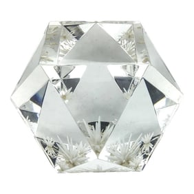 Lucite Inside Carved Table Paperweight Artist Signed