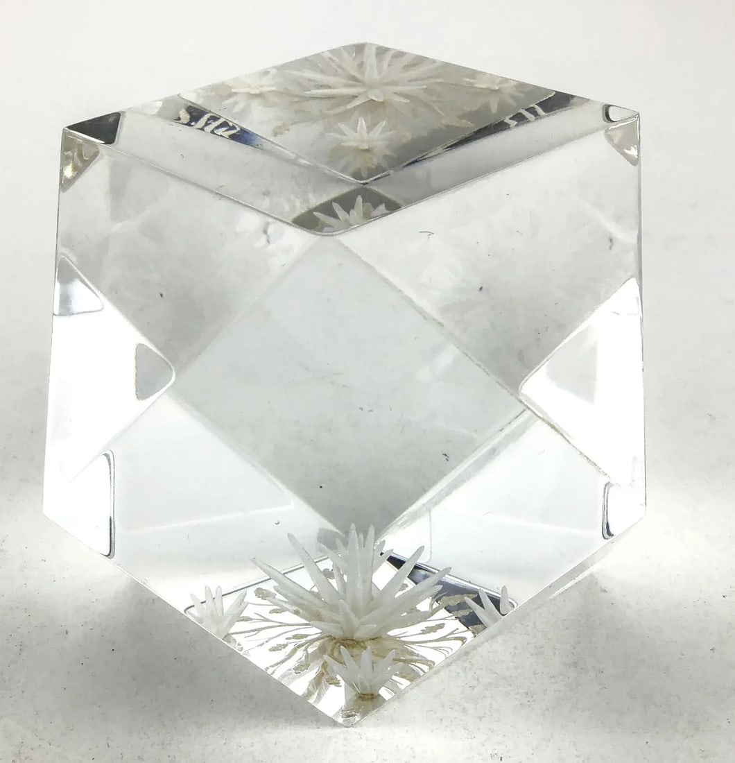 Lucite Inside Carved Table Paperweight Artist Signed - 4