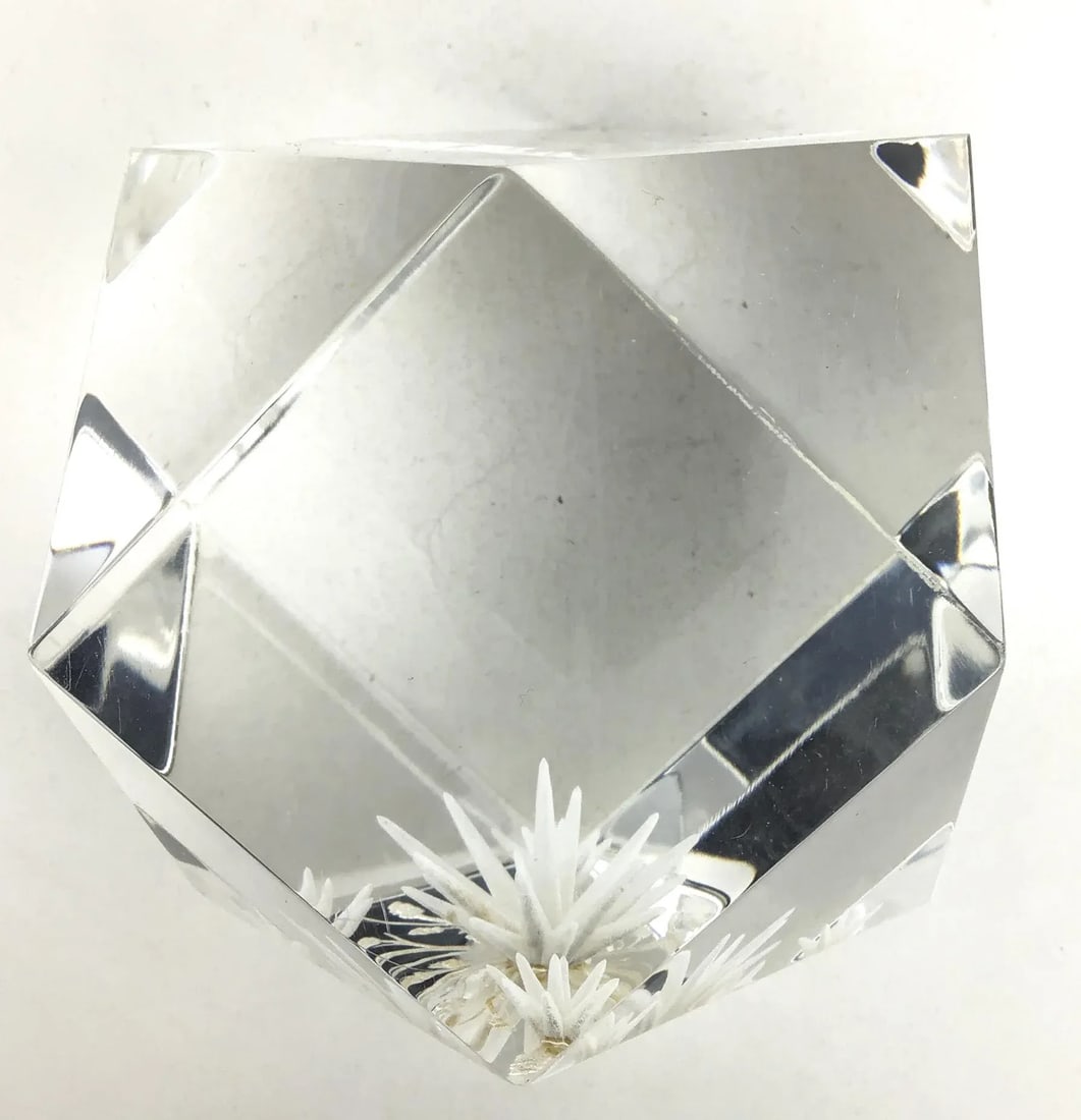 Lucite Inside Carved Table Paperweight Artist Signed - 5