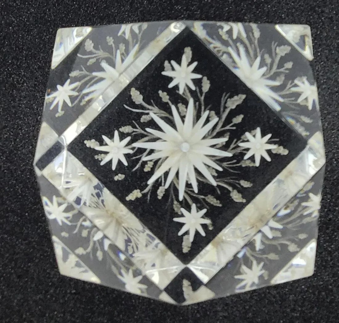 Lucite Inside Carved Table Paperweight Artist Signed - 8