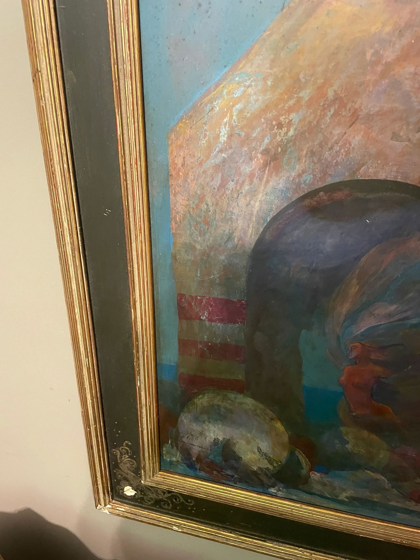 Mid 20th Century Surrealist Impressionist Figurative Landscape Oil Painting, Framed - 4