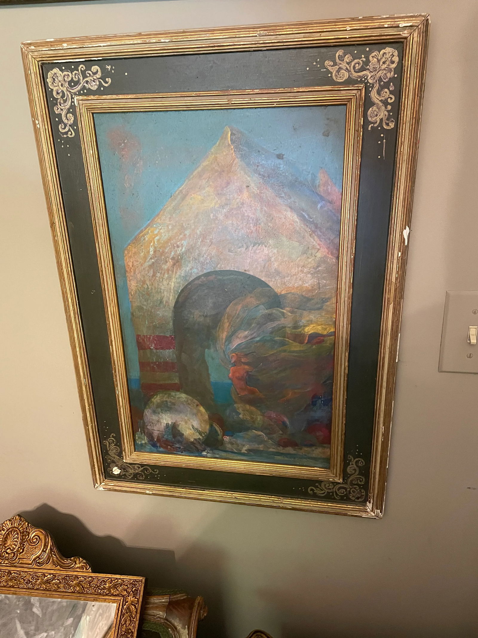 Mid 20th Century Surrealist Impressionist Figurative Landscape Oil Painting, Framed - 7
