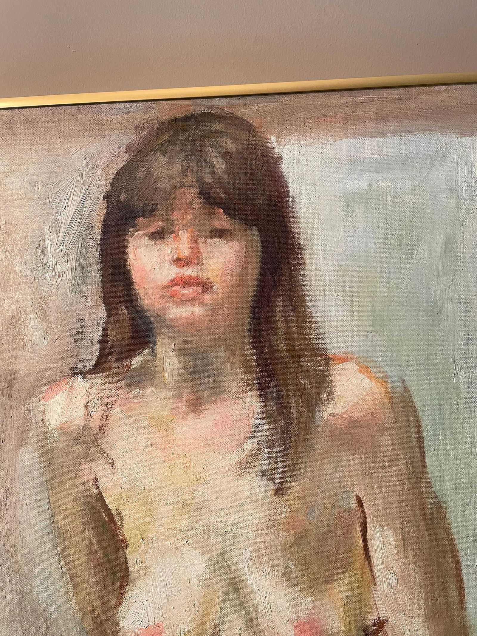 1972 Oil Painting Expressionist Portrait of a Seated Nude Woman - 6