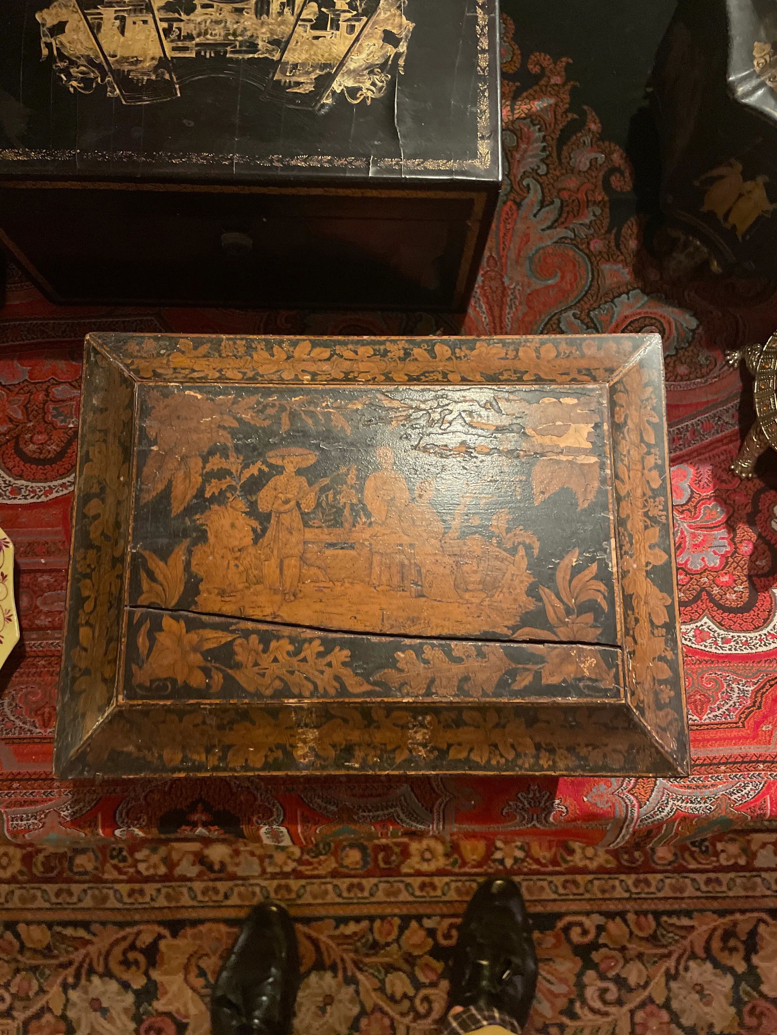 Hand Painted Chinese Export Georgian English Footed Box - 11
