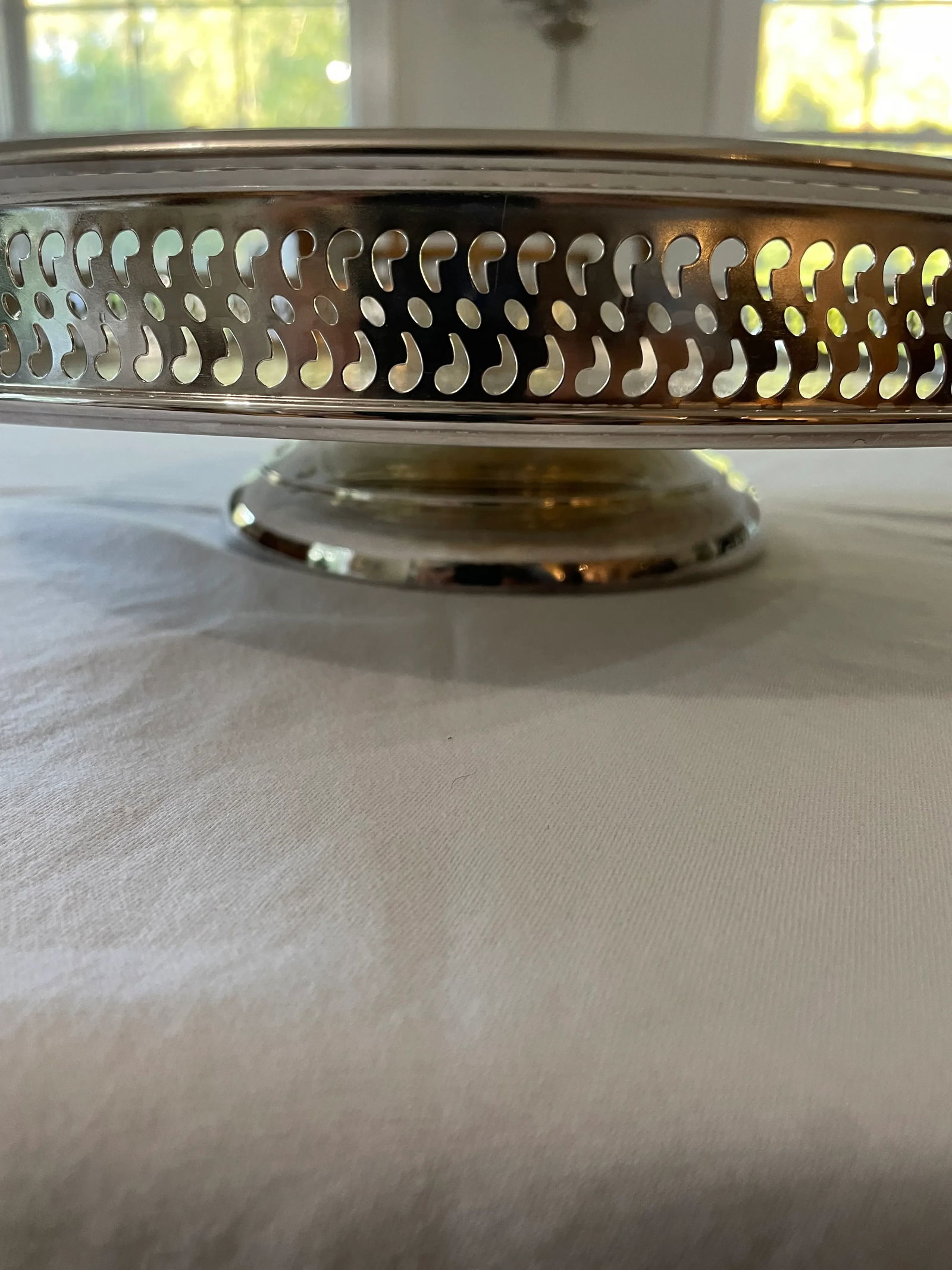 1960's "Spring Flowers" Wm. Rogers & Son Silver Plate Gallery Tray Lazy Susan - 2