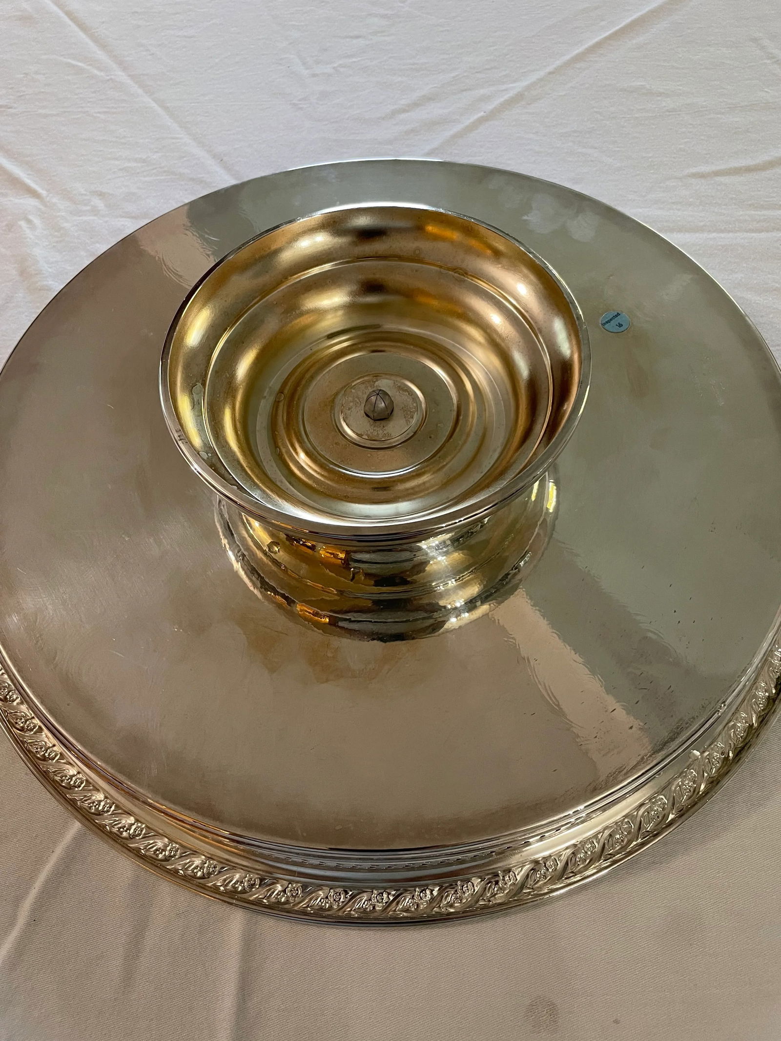 1960's "Spring Flowers" Wm. Rogers & Son Silver Plate Gallery Tray Lazy Susan - 4