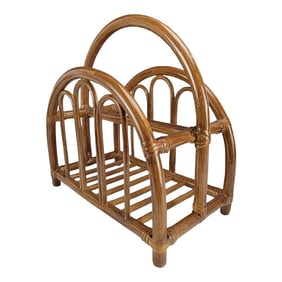 Bamboo Magazine Book Rack Holder Petite Bent Wood Rattan