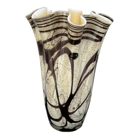 Vintage Krosno Jozefina Poland Handkerchief Blown Glass Vase