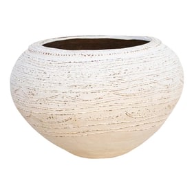 Antique African Terracotta White Nupe Pot