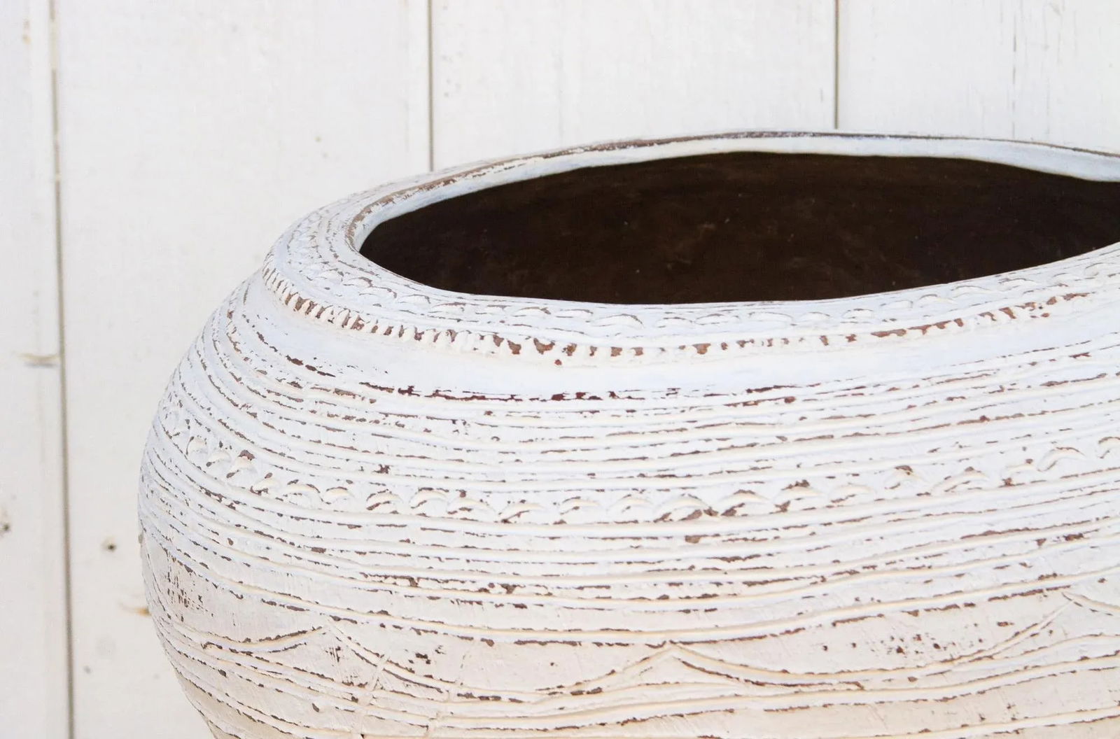 Antique African Terracotta White Nupe Pot - 5