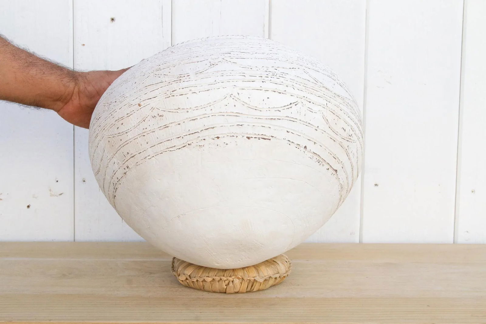 Antique African Terracotta White Nupe Pot - 6