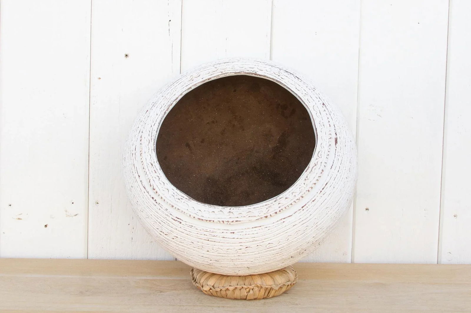 Antique African Terracotta White Nupe Pot - 7