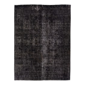 Vintage Overdyed Handmade Charcoal Wool Rug