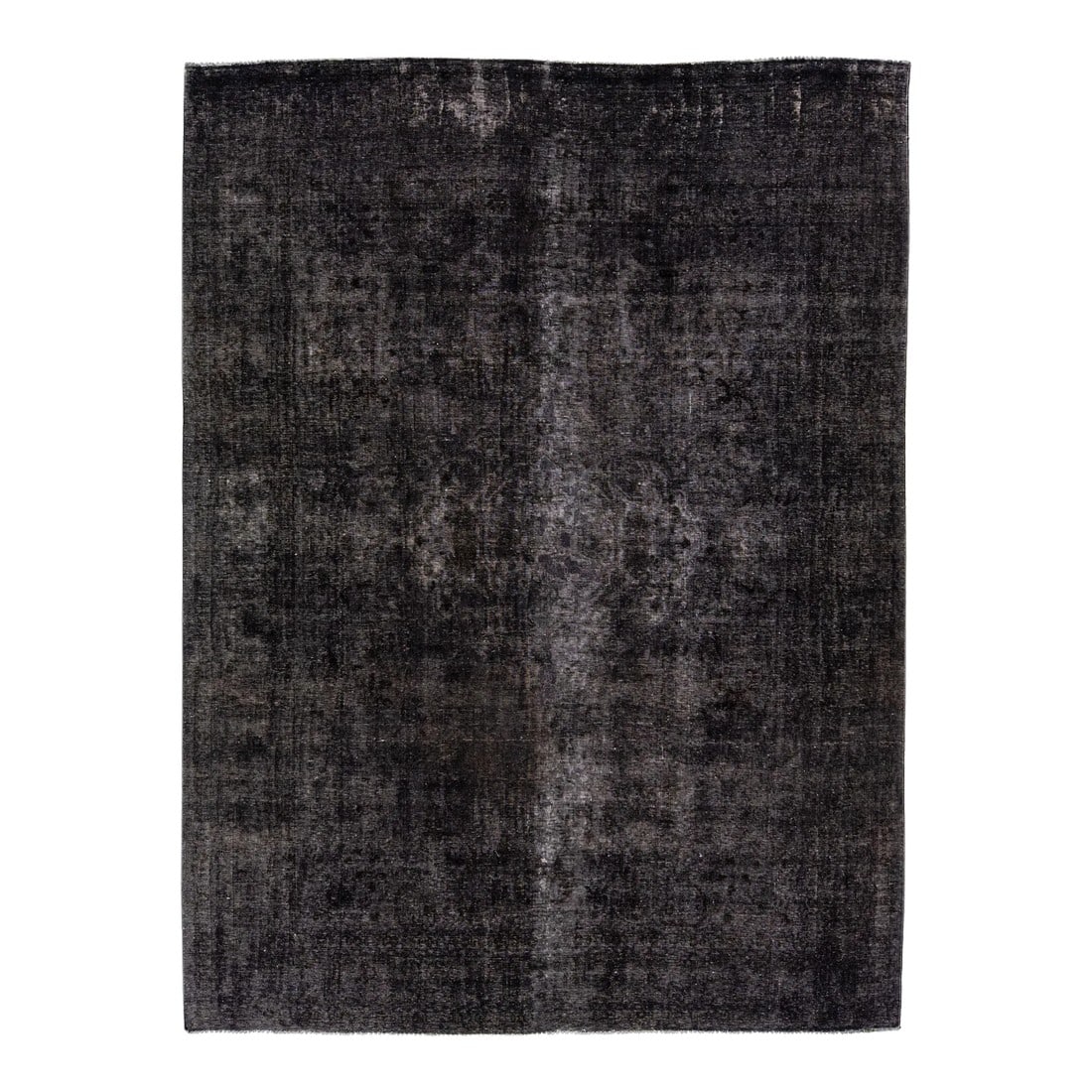 Vintage Overdyed Handmade Charcoal Wool Rug: Beautiful Vintage Overdyed hand-knotted wool rug with a grey field. This Persian rug has black and brown accents in an all-over floral design. This rug measures: 9'4" x 12'6". Condition: