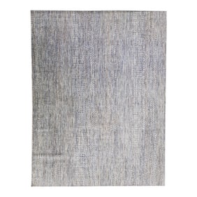 Modern Savannah Gray Handmade Room Size Wool Rug With Geometric Pattern