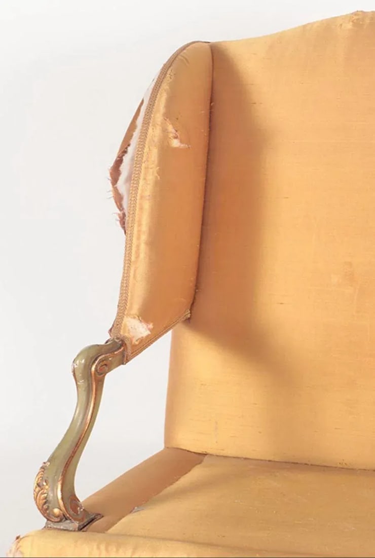 Painted Gilt and Green Polychrome Louis XV Style Wing Back Bergere 19th Century - 2