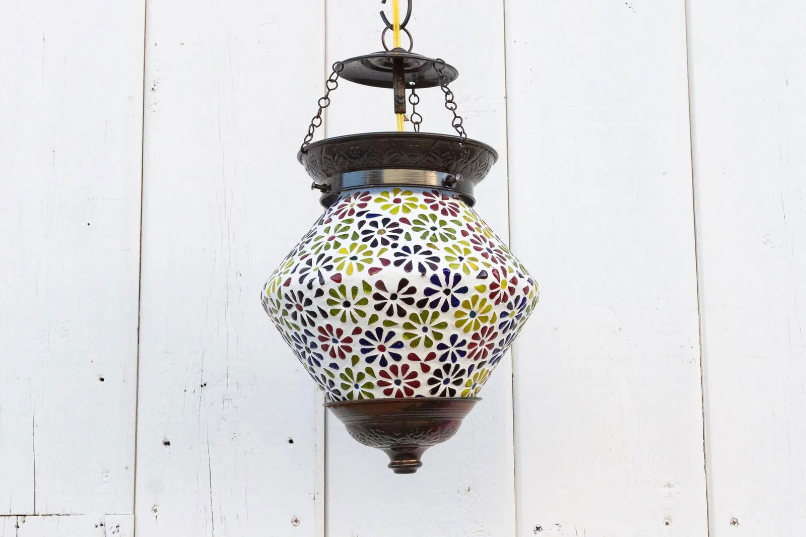 Small Colorful Floral Hanging Lantern - 9