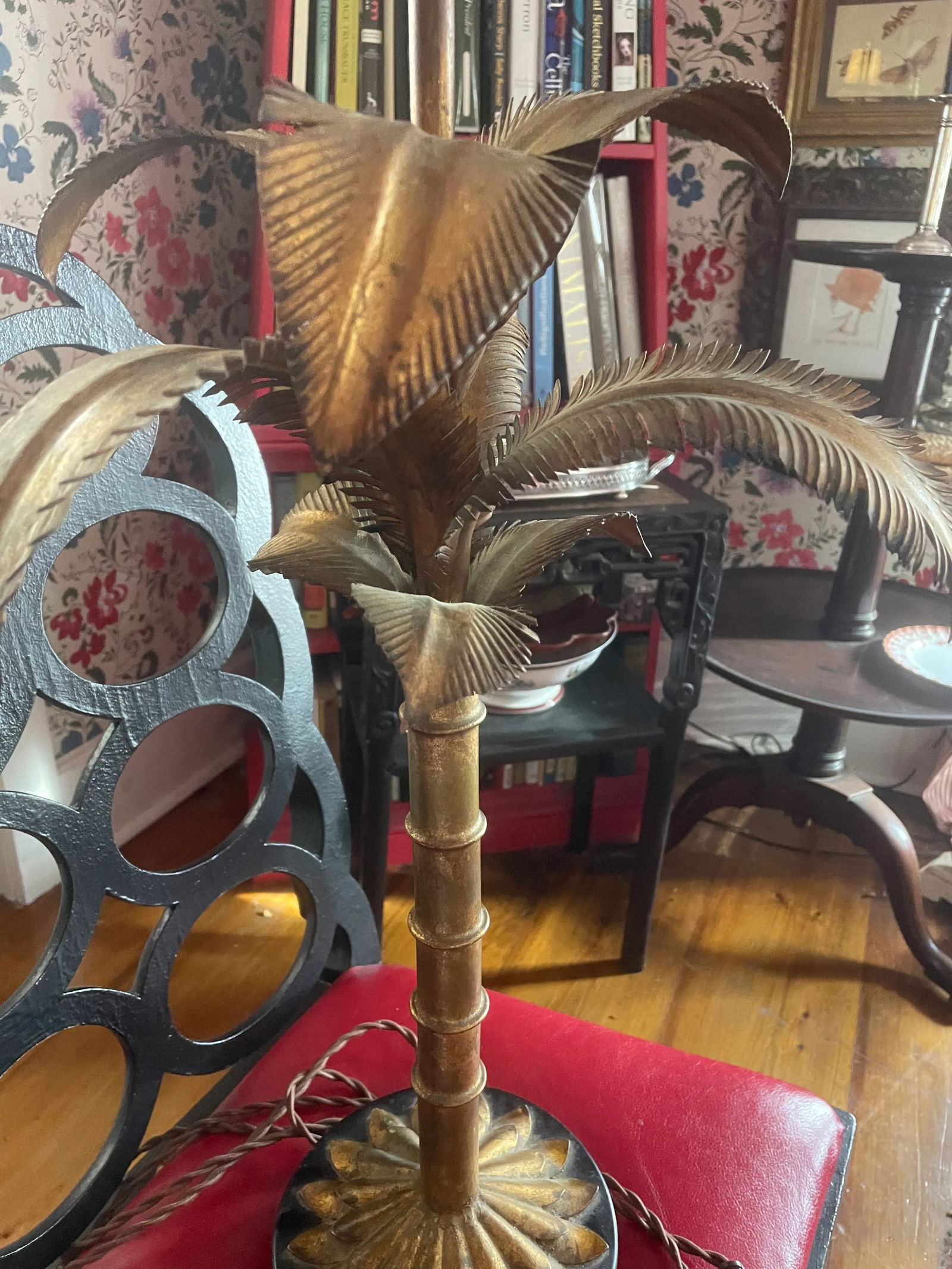 1970s Faux Bamboo Gilt Metal Palm Tree Lamp Manner of Bagues and Maison Jansen - 11