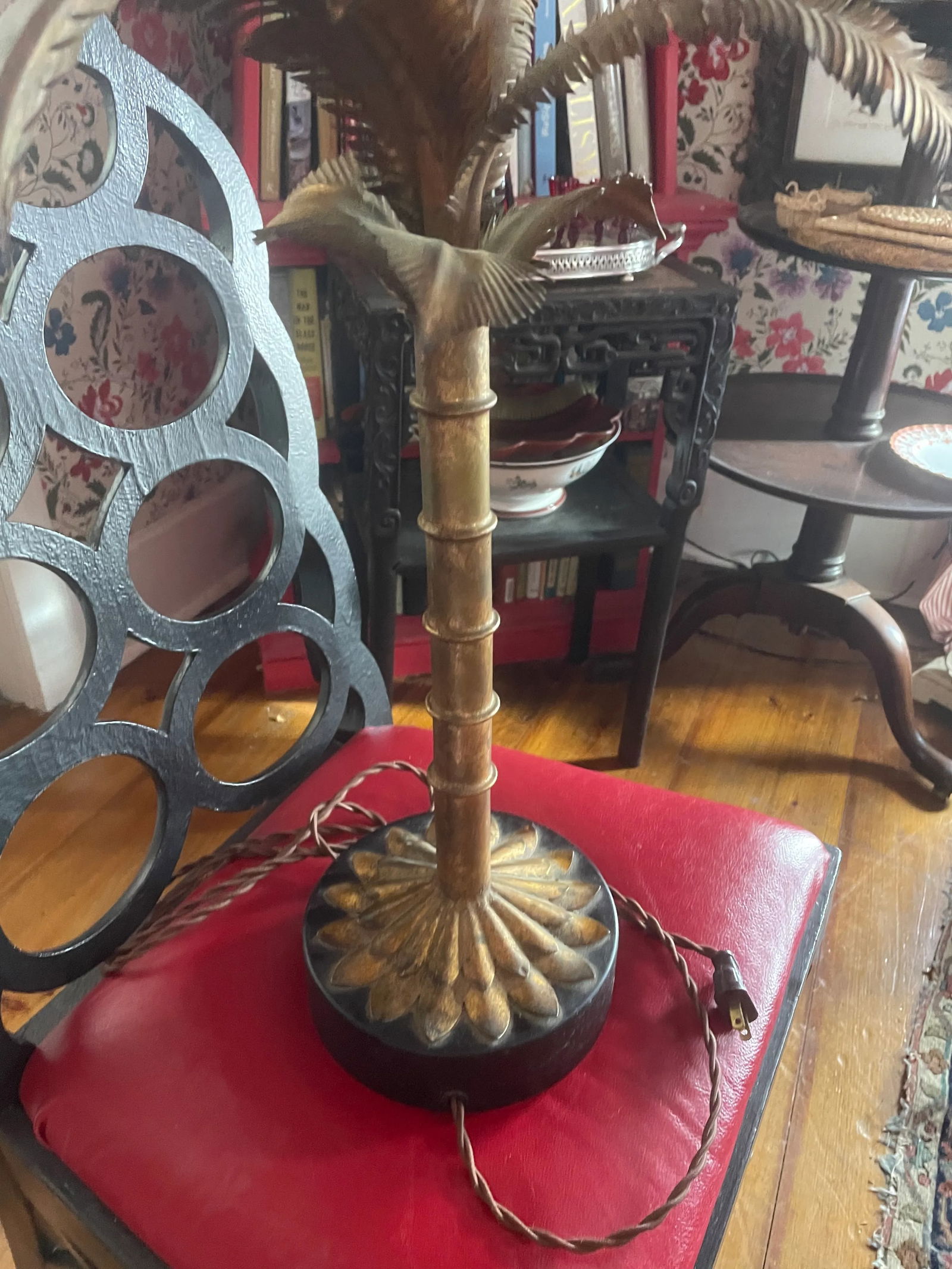 1970s Faux Bamboo Gilt Metal Palm Tree Lamp Manner of Bagues and Maison Jansen - 12