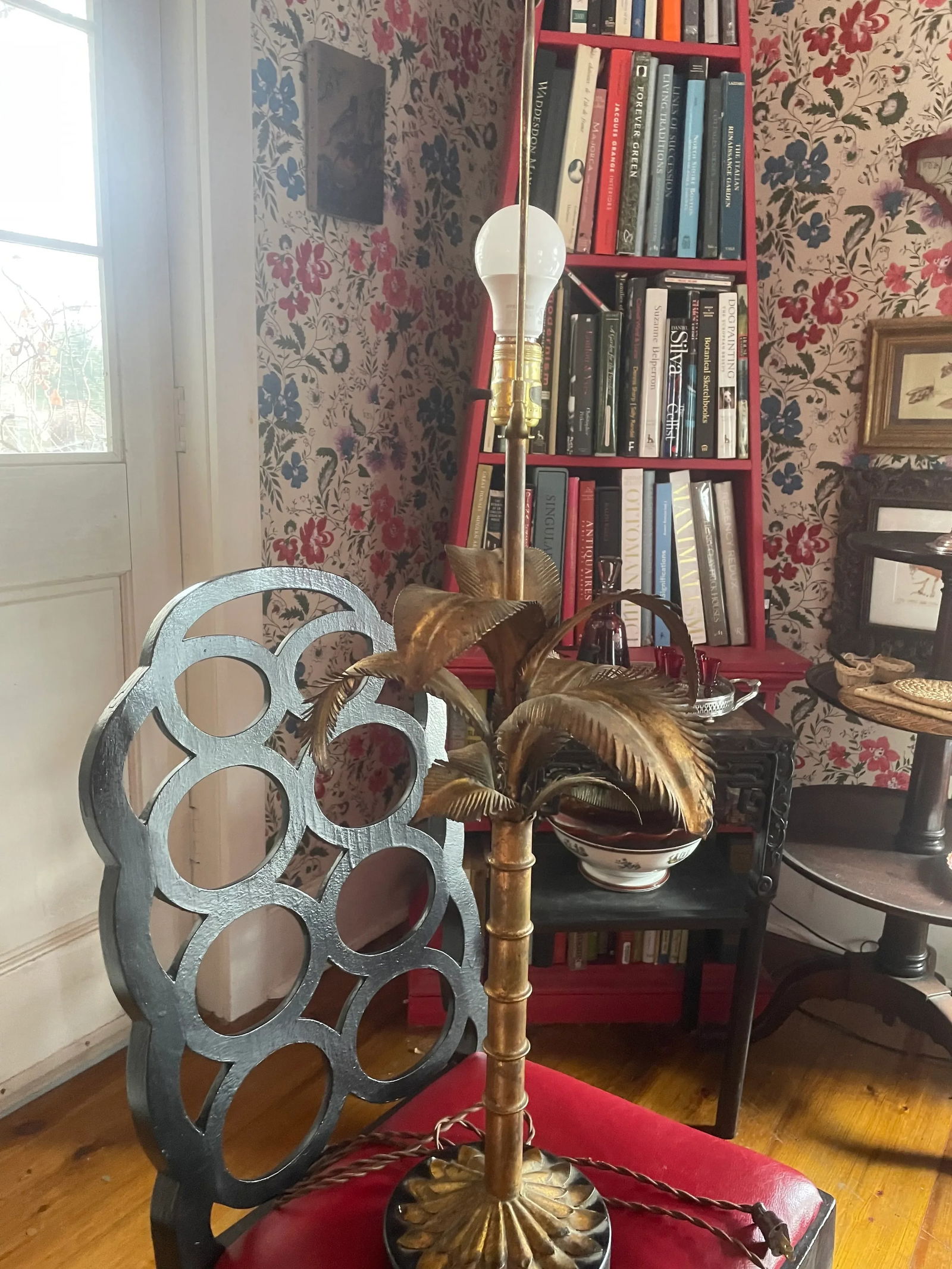 1970s Faux Bamboo Gilt Metal Palm Tree Lamp Manner of Bagues and Maison Jansen - 2