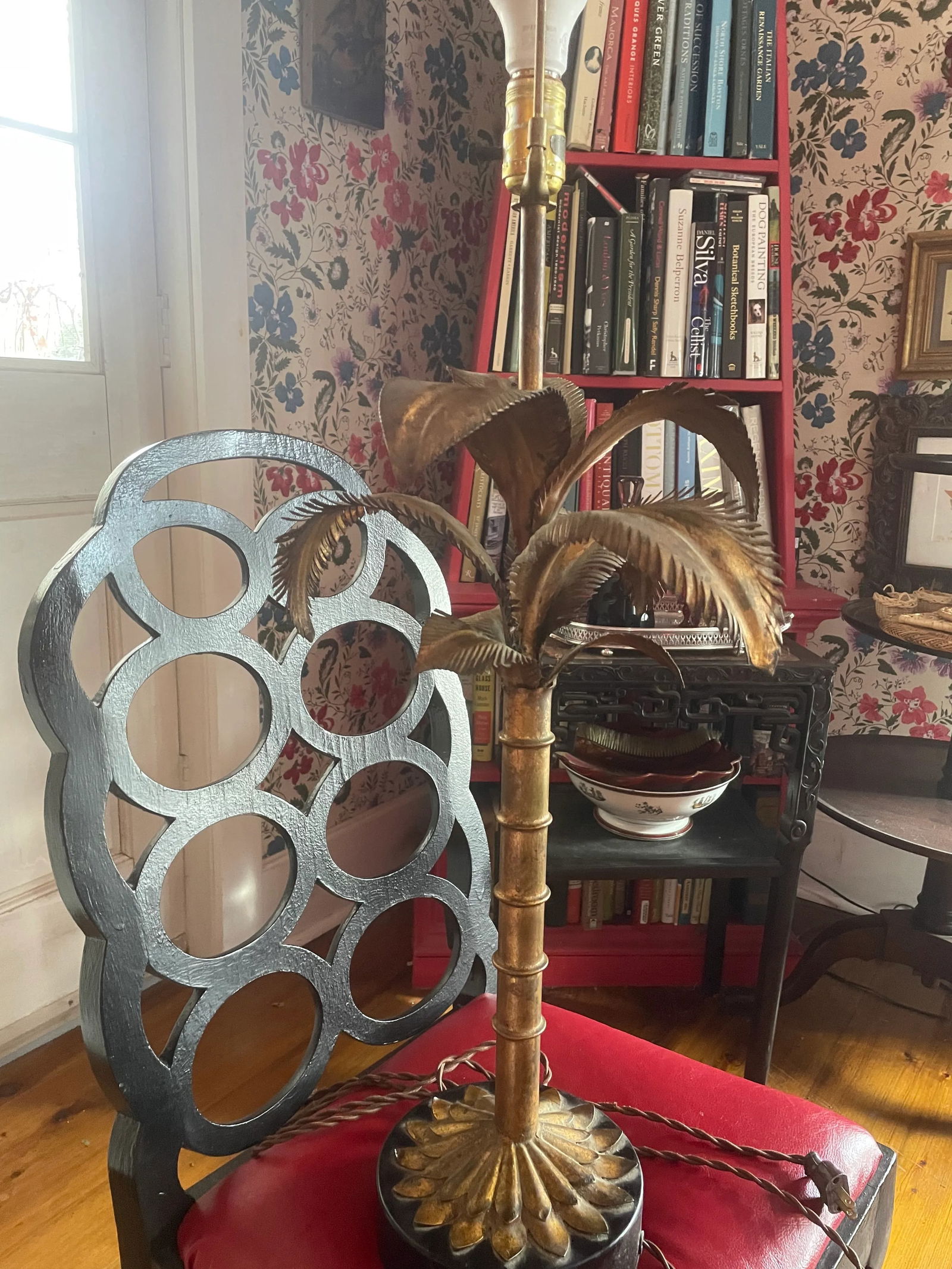 1970s Faux Bamboo Gilt Metal Palm Tree Lamp Manner of Bagues and Maison Jansen - 3