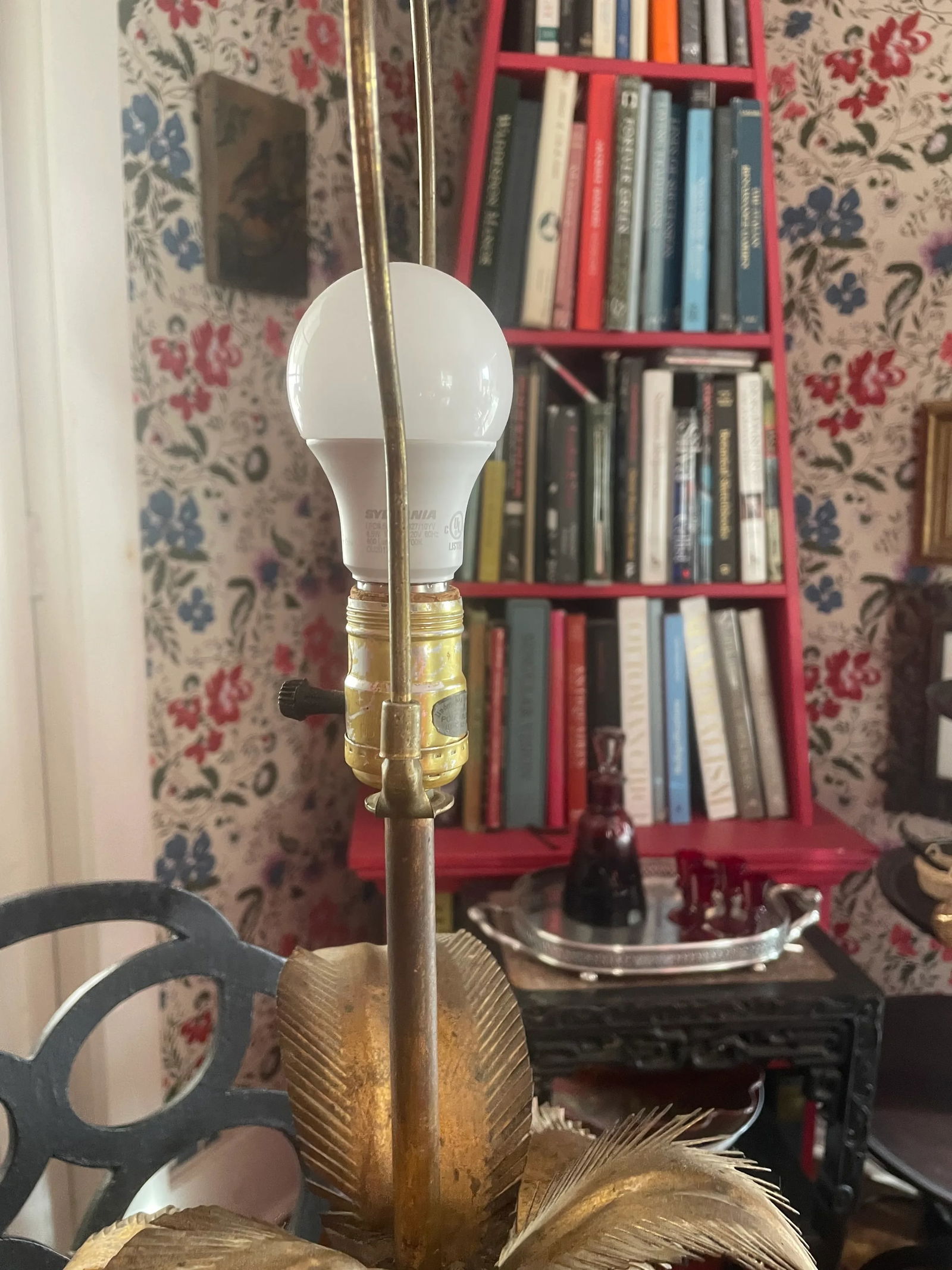 1970s Faux Bamboo Gilt Metal Palm Tree Lamp Manner of Bagues and Maison Jansen - 5