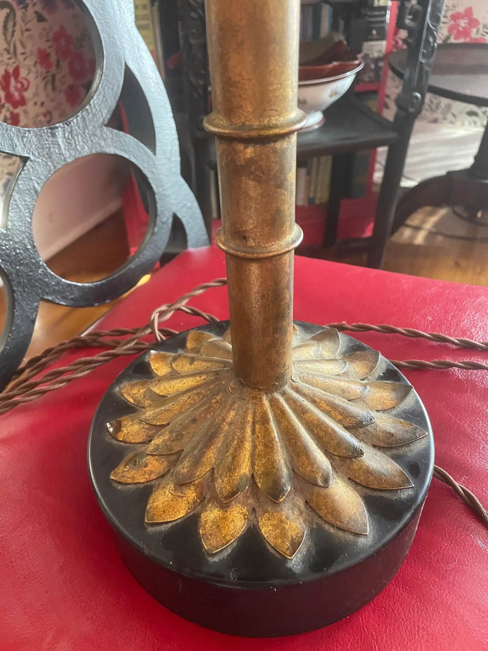 1970s Faux Bamboo Gilt Metal Palm Tree Lamp Manner of Bagues and Maison Jansen - 7