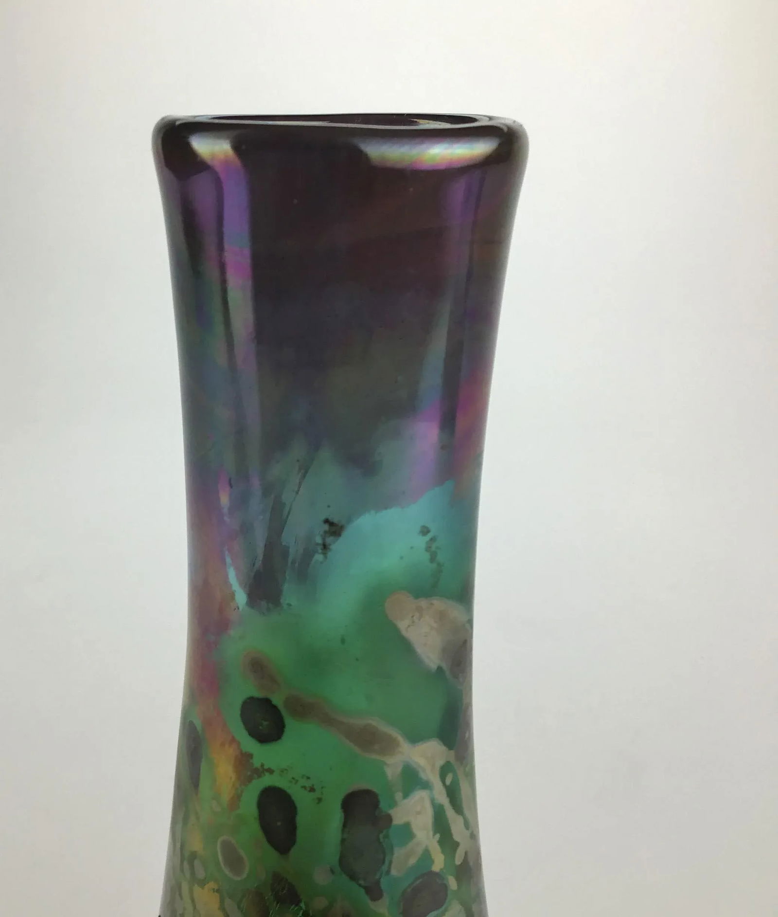 Vintage Glass Artisan Vase by R C Signed - 10
