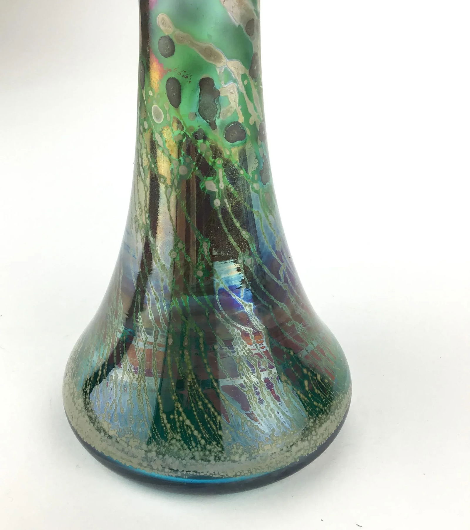 Vintage Glass Artisan Vase by R C Signed - 11
