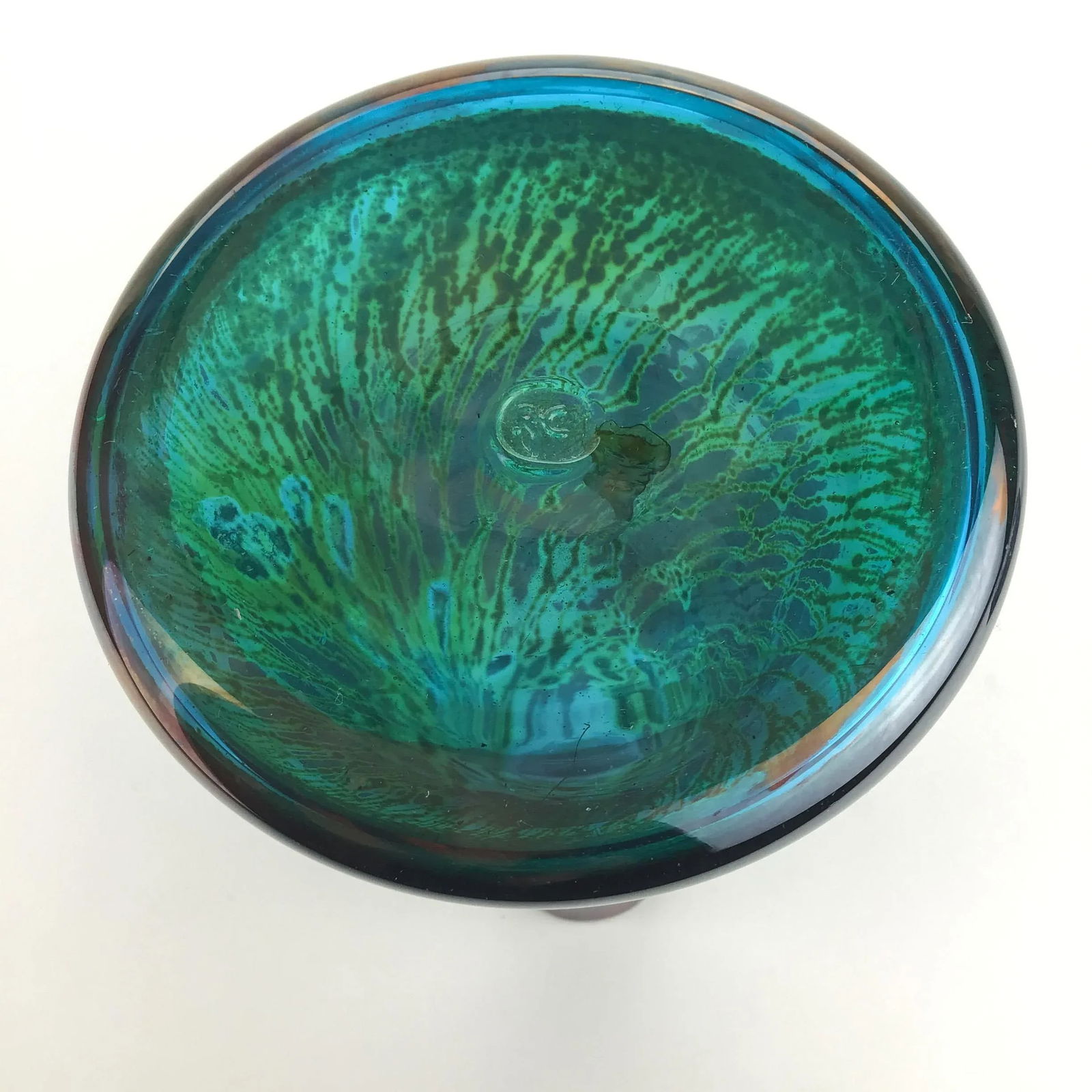 Vintage Glass Artisan Vase by R C Signed - 12